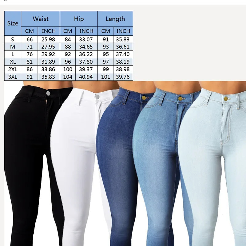 High waisted denim long jeans retro solid tight fitting womens office ladies Trouser pencil pants fashion trend clothing 250403