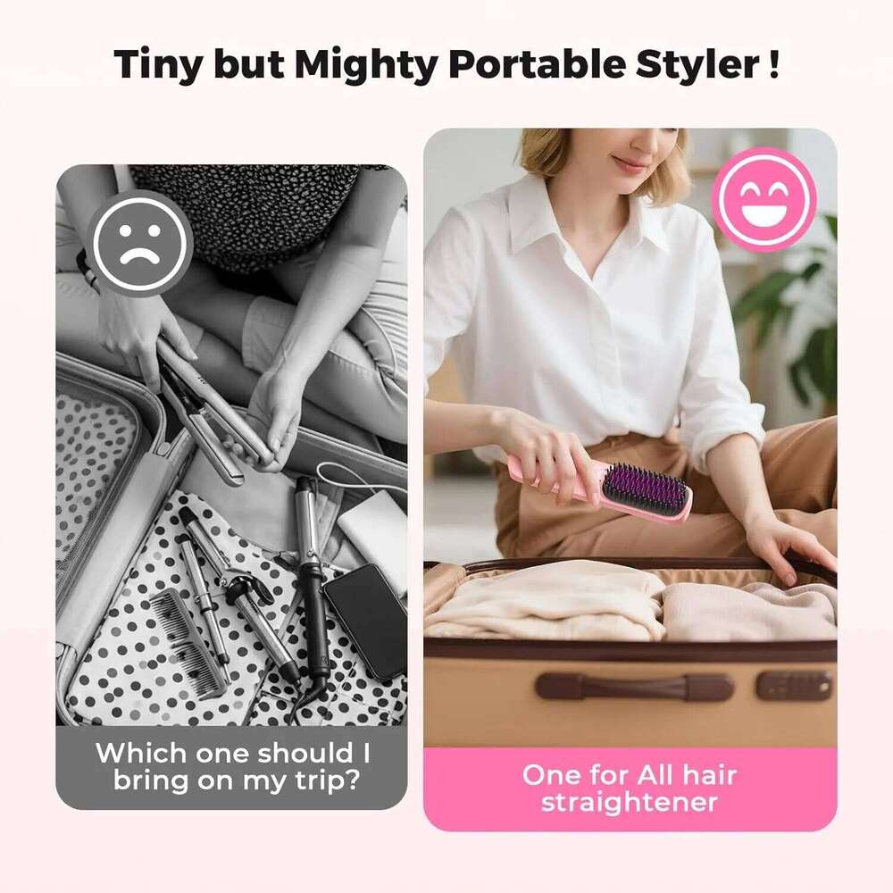 10000Mah Cordless Hair Straightener Comb Brush 5S Fast Heating Travel - 300M Negative Ions Frizz-Free Shine For Women Xiusiyuan251105