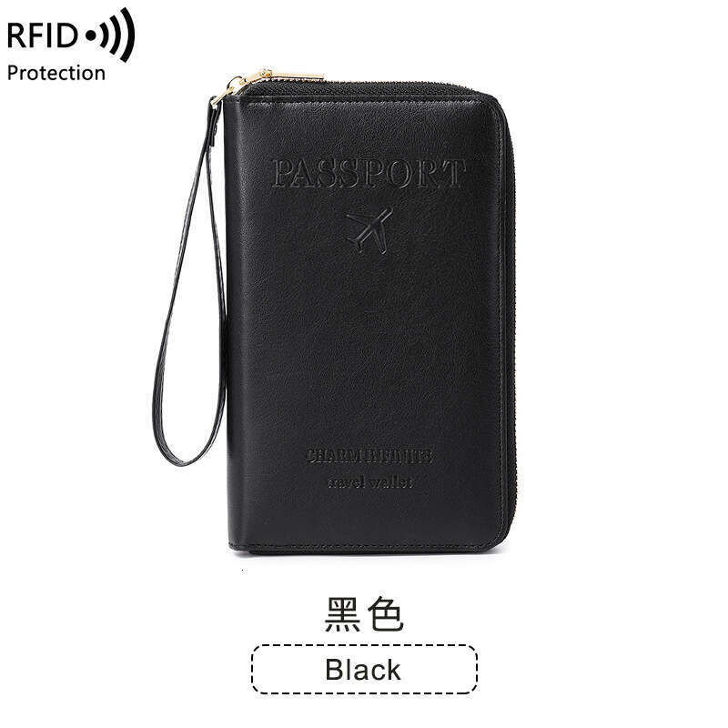 Cross-Border New RFID Long Holder Ticket Storage Document Multi-Functional Travel Zipper Passport Bag