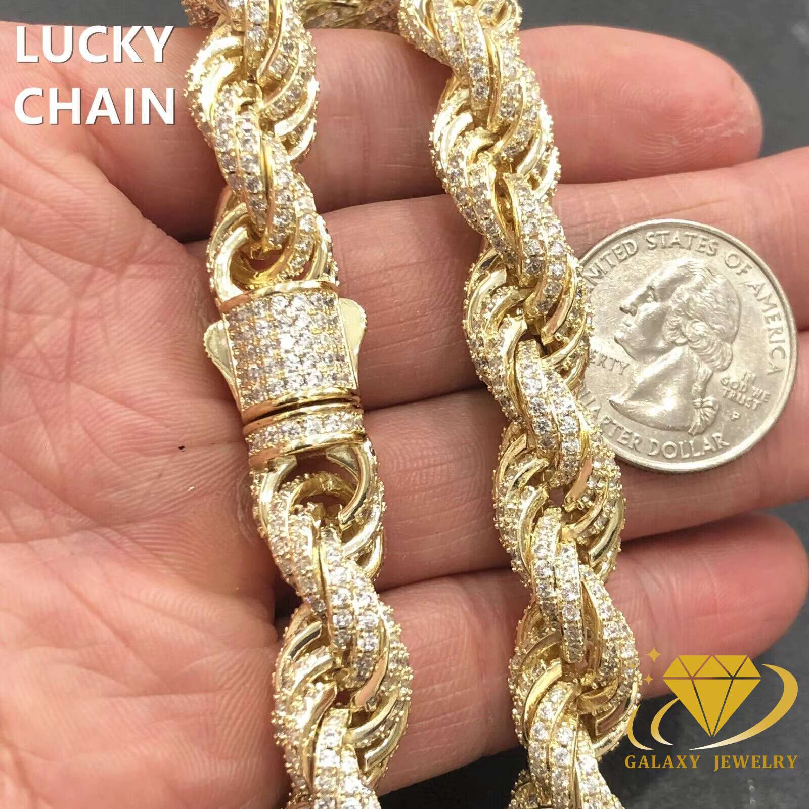Luxury Pass Diamond Tester Vvs Moissanite Diamond 8mm 12mm Iced Out Rope Chain 925 Sterling Silver Twist Necklace Mens Hiphop