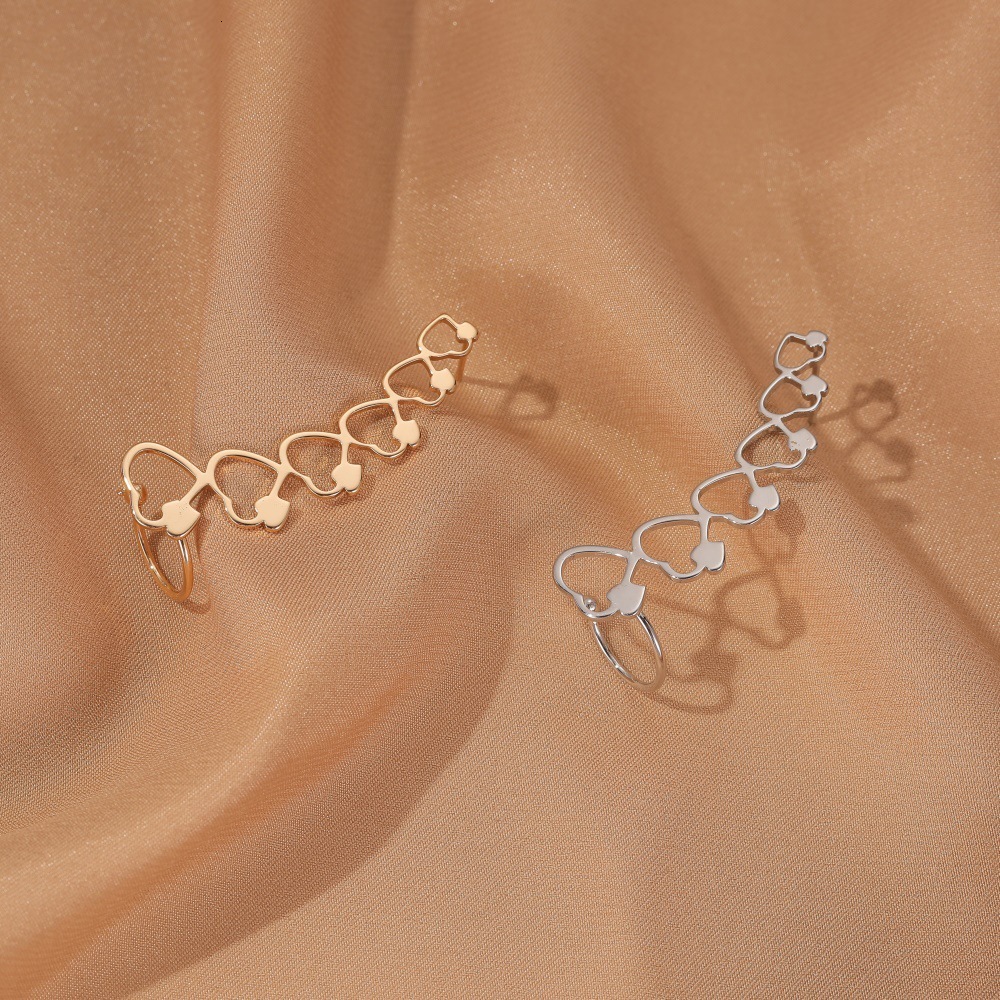 New Earrings Minimalist Simple Star Heart Hooks Street Style Non-mainstream Single Ear Jewelry