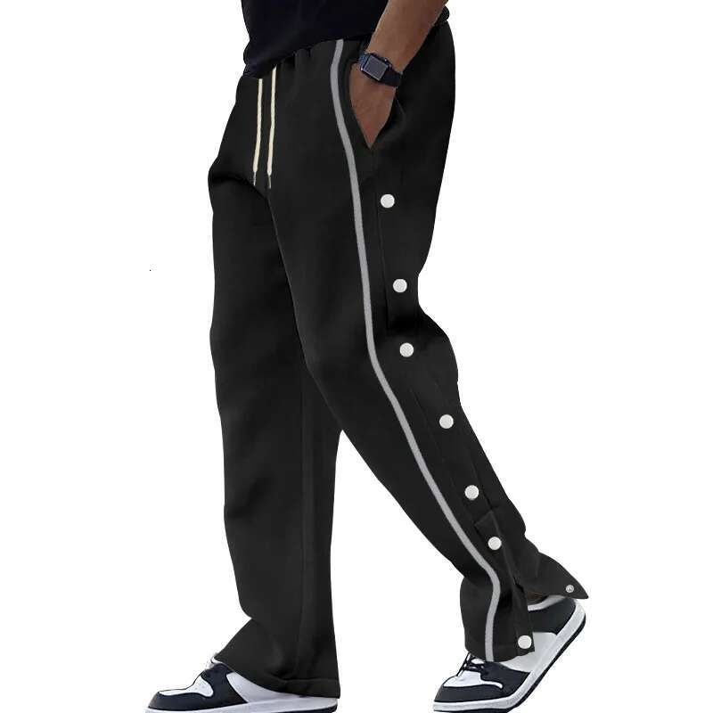 2025 Casual Sports Breasted Pants Men's Autumn New Button Loose Straight Drawstring Oversized Sweatpants Trousers Free shipping
