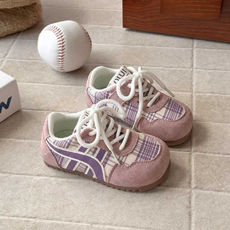 Fashion Plaid Boys Girls Casual Shoes PU Hook Loop Children Sneakers Spring Autumn Soft Non Slip Toddler Kids Sport ShoesT251105