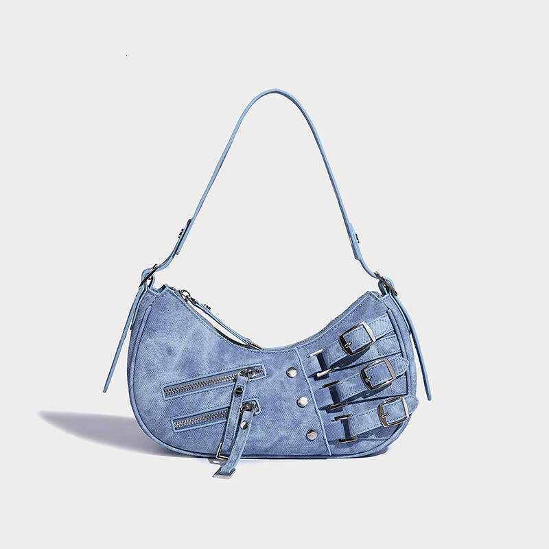 Niche Cross-Border Retro Denim Hot Girl Colorful 2023 New Fashion Versatile Underarm Shoulder Handbag for Women