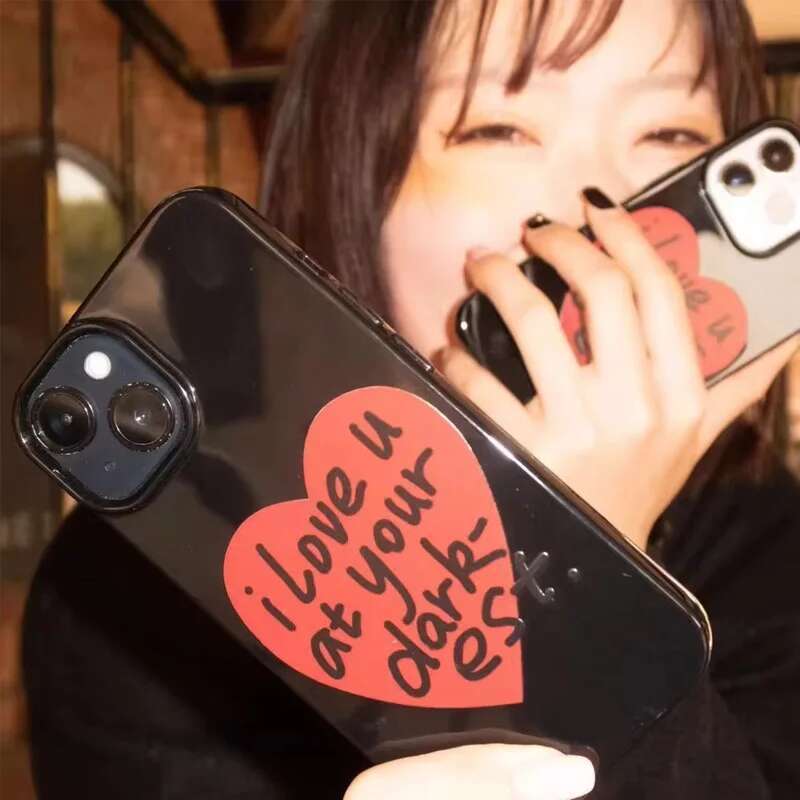 Hand Drawn Big Heart I Love You At Your Darkest Phone Case For iPhone 16 15 14 13 12 11 Pro XR XS Max 78 Plus MINI Y2K Cover