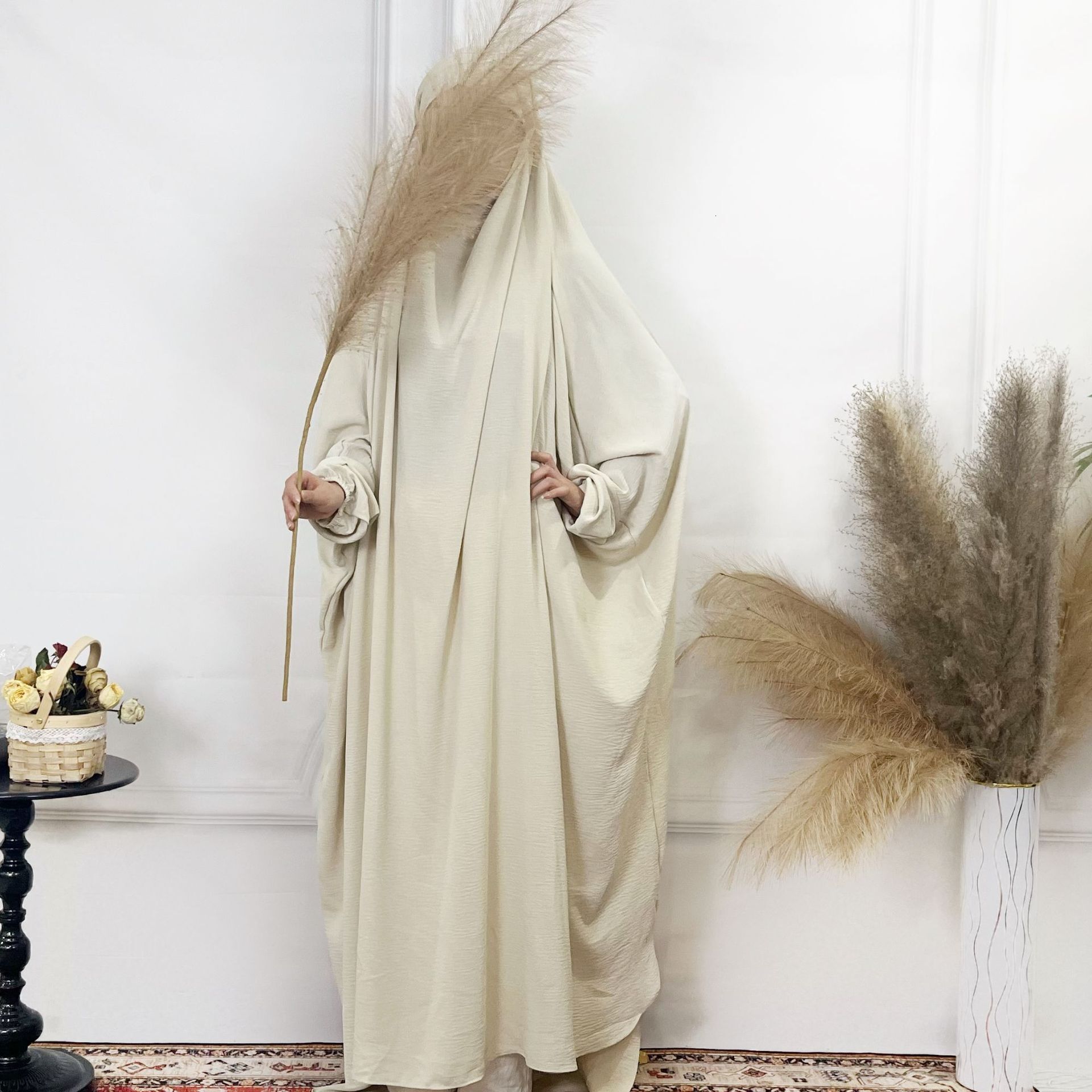 Dubai Malay Solid Color Loose Robe Plus Size Women's Dress Abaya Maxi Dresses Islamic Clothing