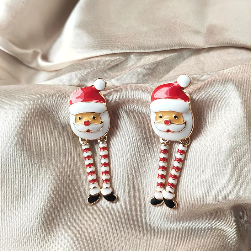 Cute Enamel Santa Claus Stud Earrings For Women Exquisite Pearl Cartoon Christmas Earring Xmas Year Party Gifts 251104