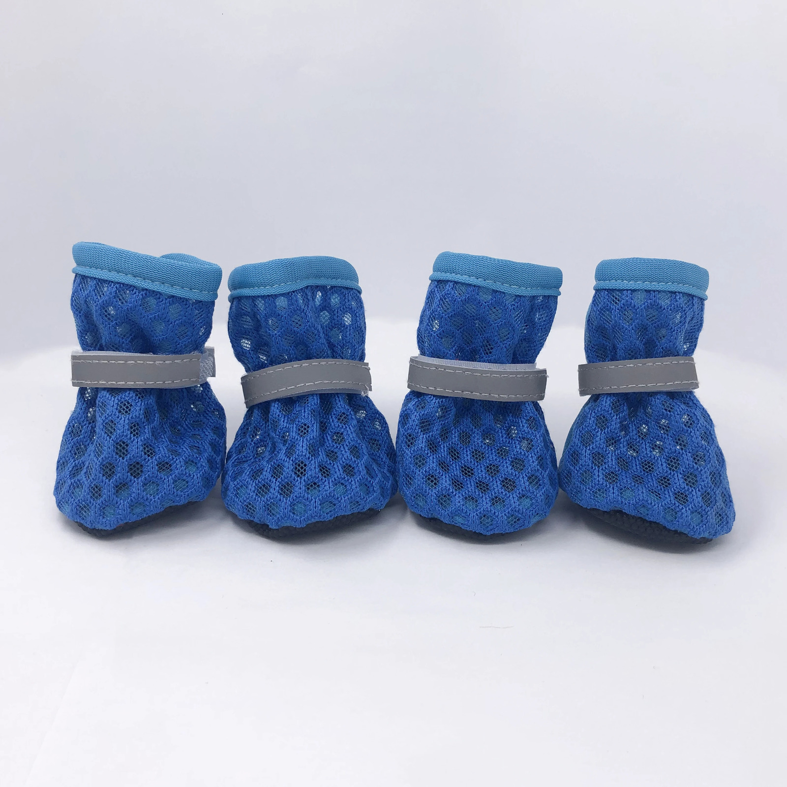 Dog Shoes for Small Medium Dogs Cats Summer Breathable 4pc/Set Puppy Reflective Cloth Mesh Shoes Bulldog Chihuahua Pet Supplies 250402