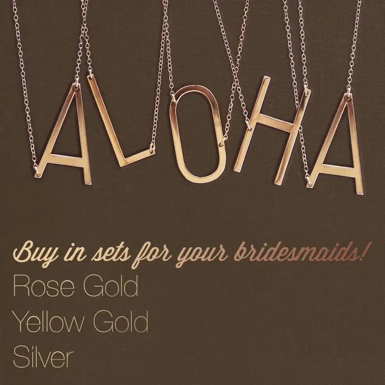 Large Initial Necklace 100 Stainless Steel Jewelry Big Letter Necklace AZ Gold Color Necklace Monogram Necklace Gifts 251031