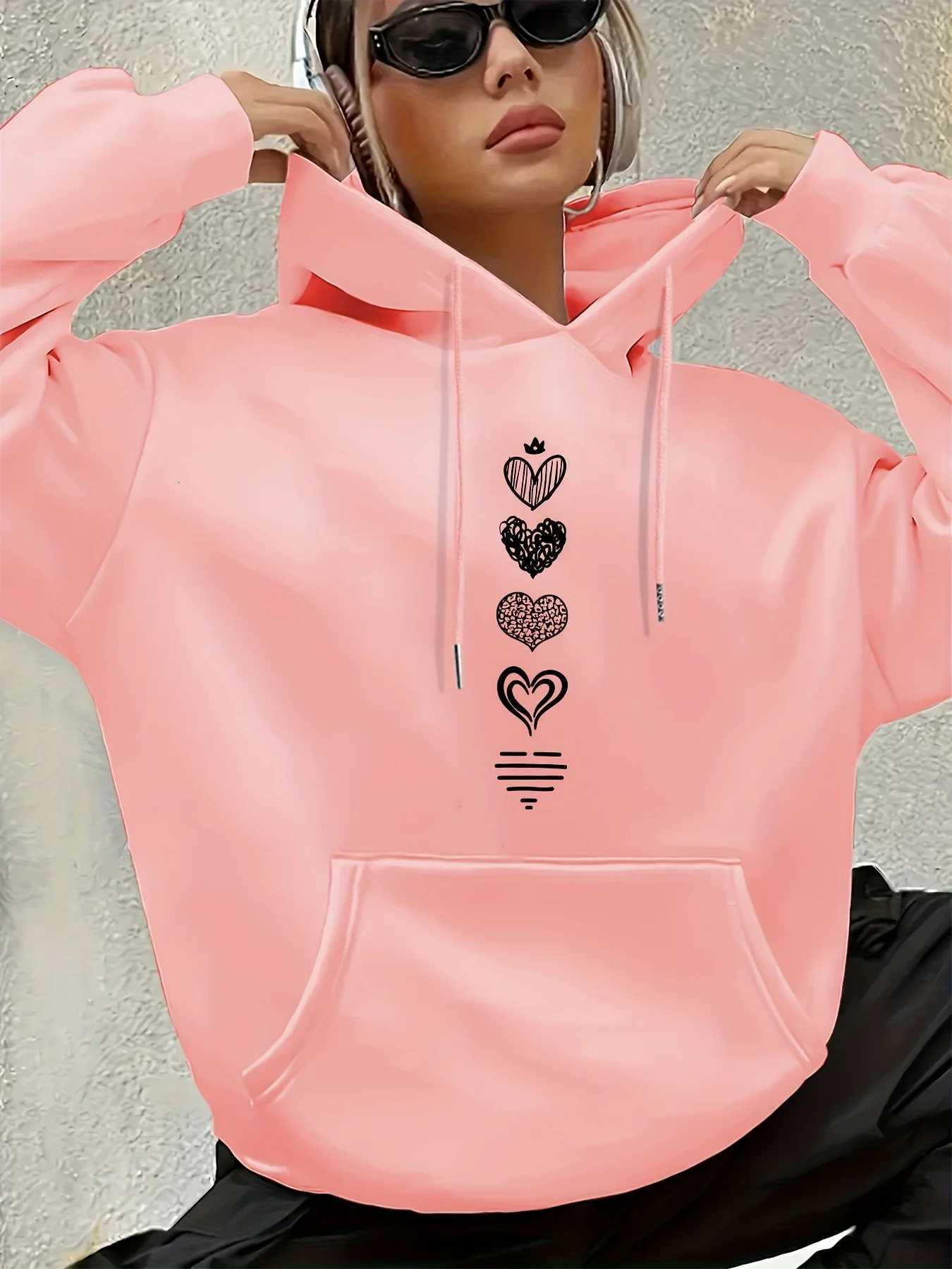 2025 Autumn and Winter Womens Casual Hoodie Geometric Pattern Hooded Collar Autumn and Winter Casual Wear Personality Y2K TopT251105