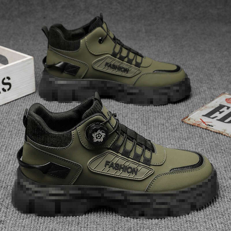 2025 Autumn Men's Mid-Top Casual Sports Outdoor Hiking Waterproof Non-Slip Height-Increasing Martin Boots