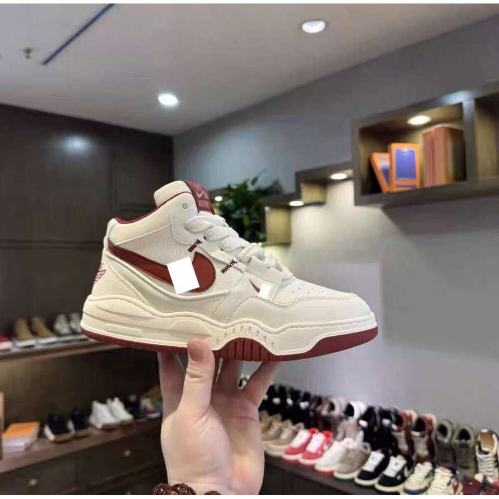 2025 New Versatile Sneakers Youth Thick-Soled Korean Style Sports High-Top Leather Casual Men's Trendy Shoes
