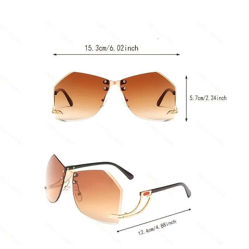 Transparent Rimless Sunglasses Brand Designer Large Irregular Cutting Lens Gradient Sun Glasses For Women Fashion 2025