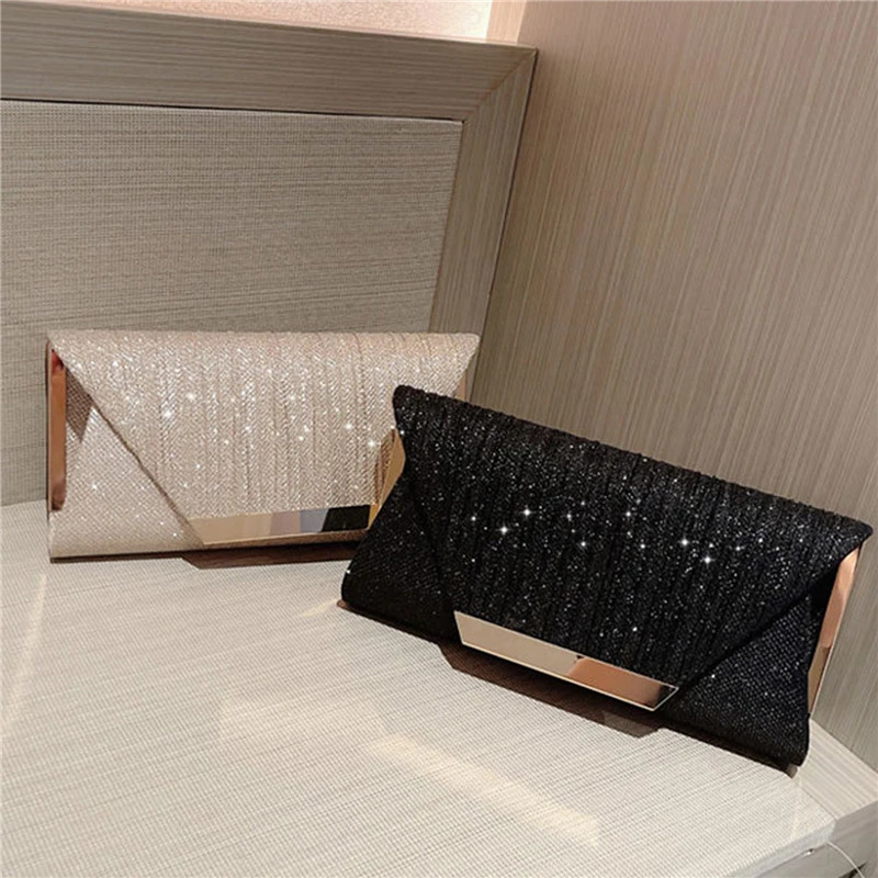 Womens Exquisite Evening Bag Party Banquet Flash Wallet Womens Elegant Wedding Clutch Handbag Womens Cocktail Chain Shoulder Bag 250402