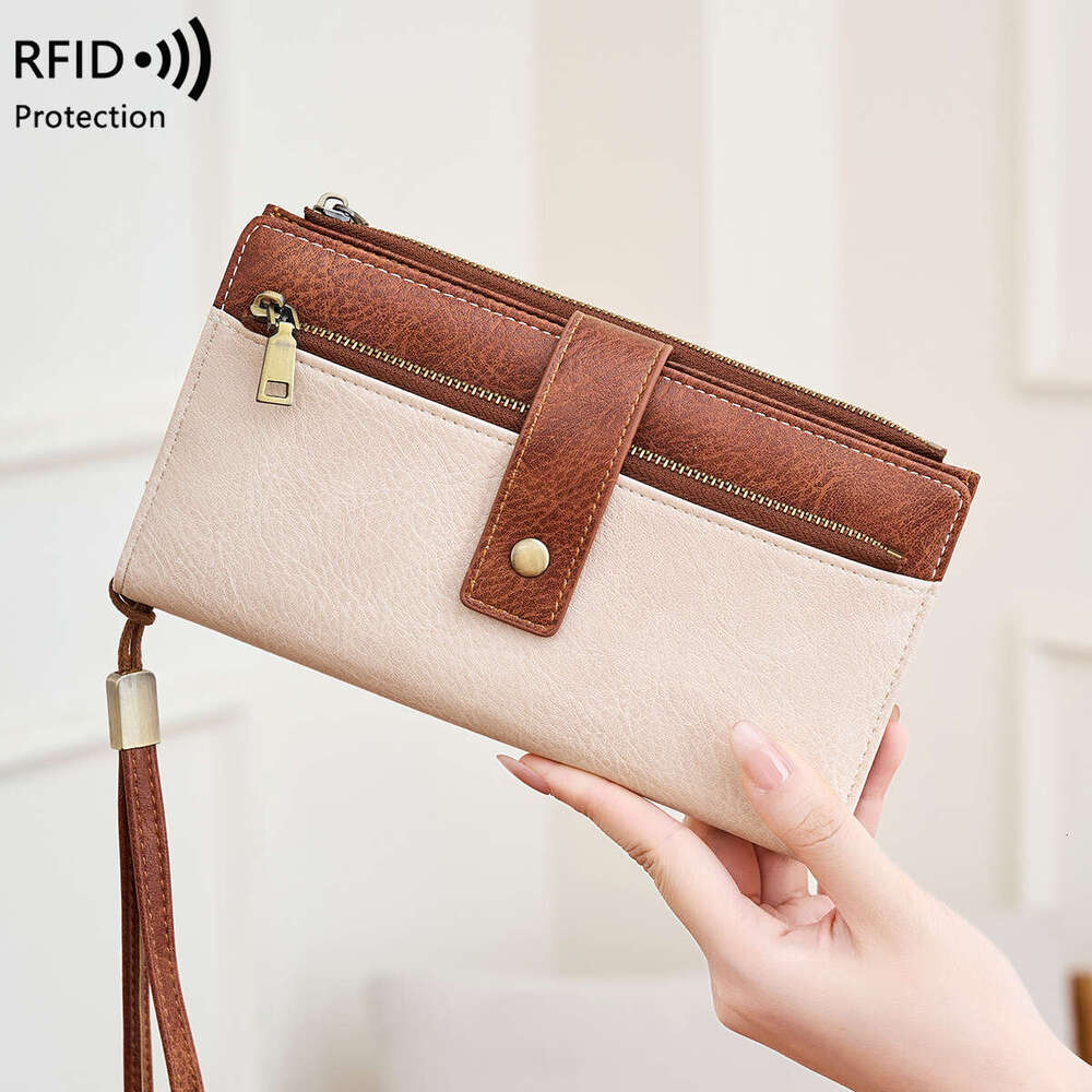 Cross-Border New RFID Anti-Magnetic Women's Multi-Card Slots Long Wallet European and American Retro Fashion Clutch