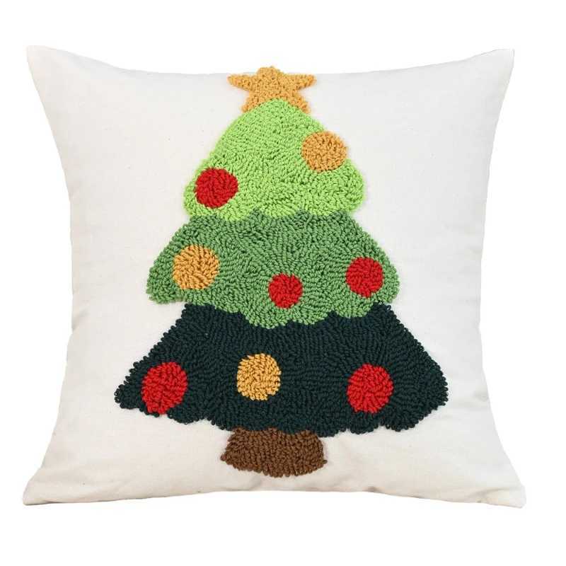 45x45CM Christmas Tree Throw Pillow Cover Nordic Embroidery Stamping Waist Cushion Cover Decor Home Decorative Pillowcase Y251105