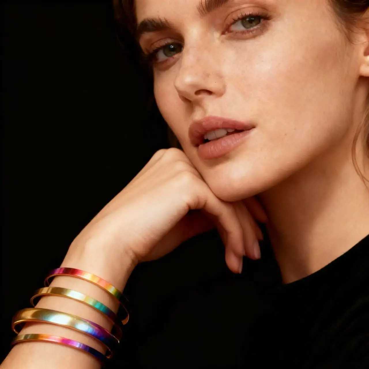 Fashion 316L Stainless Steel Gold Color Bangles Bracelet For Women Jewelry Accessories 4MM/6MM/8MM WideXJ251105