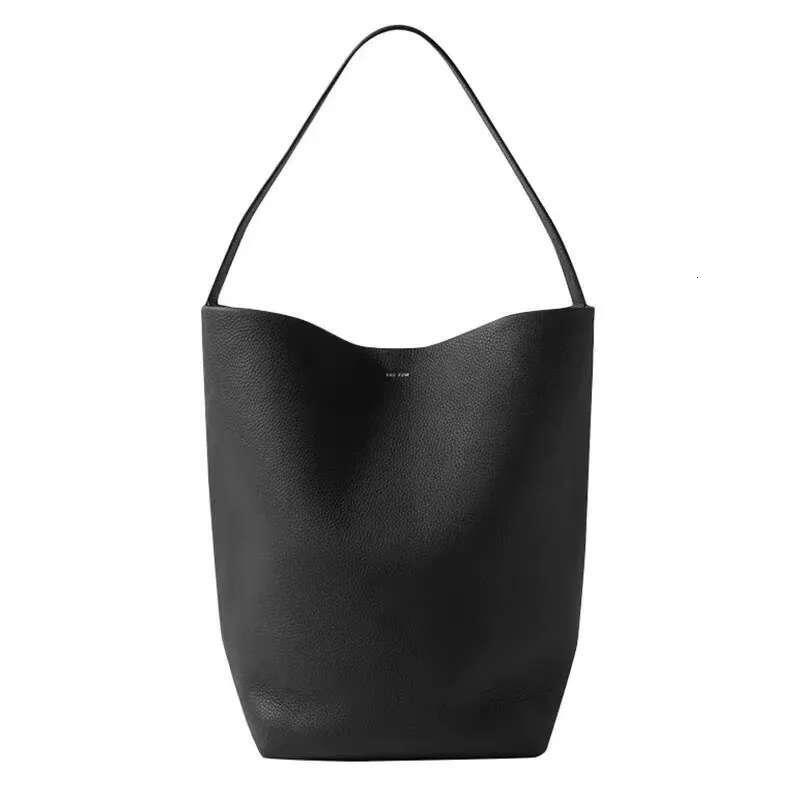 New Bucket Genuine Leather Litchi Pattern Cowhide Women's Large Capacity Shoulder Commuter Tote Bag
