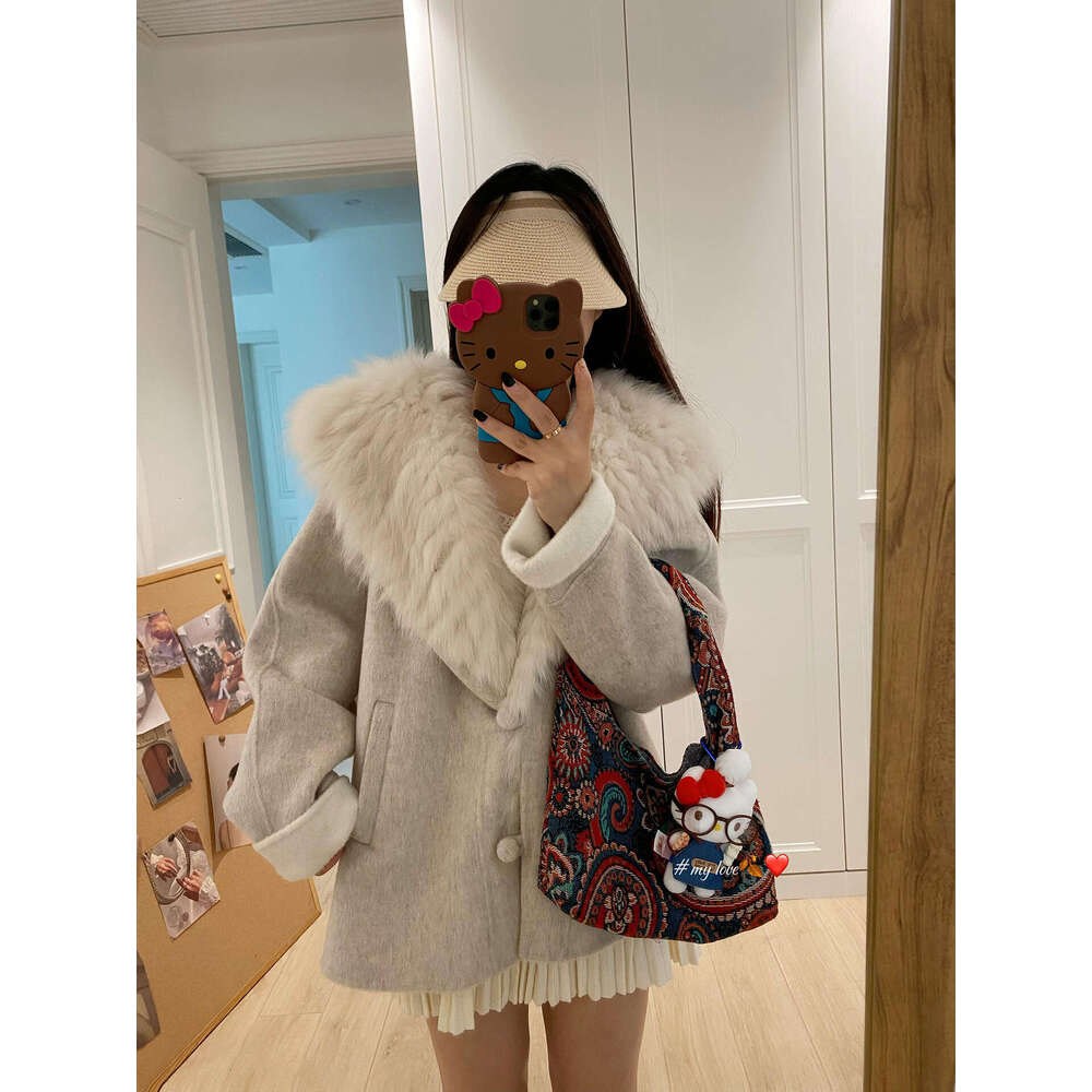 Winter Fate Detachable Fox Collar Double-Sided Wool Coat Fur 2025 New Woolen Jacket For Women