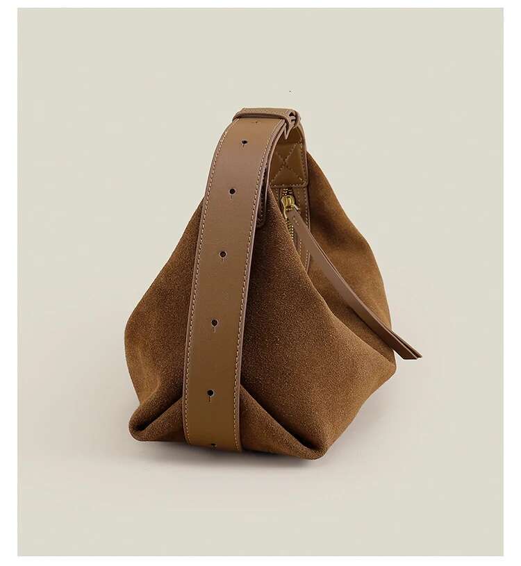 2025 New Nubuck Dumpg Hobo Soft Touch Matte Suede Leather Women Shoulder Adjustable Handle Hand Bag For Lady