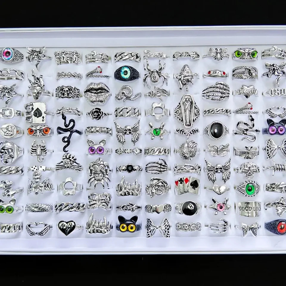 20Pieces Vintage Punk Skull Snake Rings Set For Women Men Mix Style Gothic Animal Spider Party Jewelry 251031