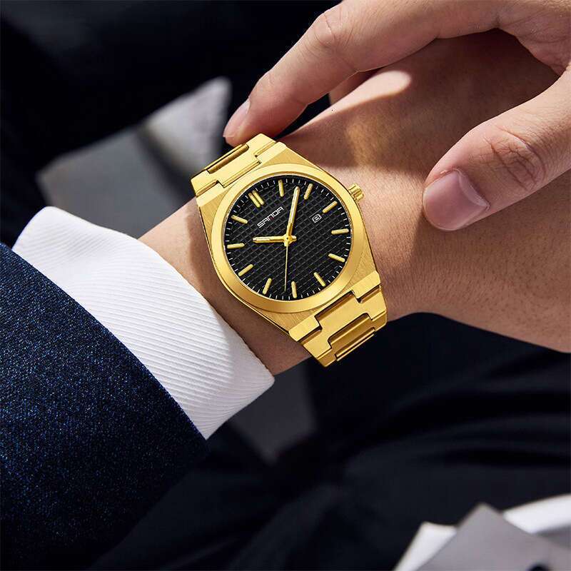 DHwatches Sanda Quartz Simple Three-Hand Single Calendar Wristwatch Business Waterproof Luminous Steel Band Men's Watch