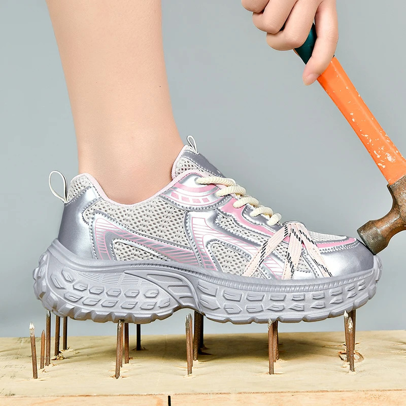 Women tennis work safety Shoes Comfor security shoes woman steel toe Sneakers Lightweigh Breathable Non-Slip summer work boots 251104