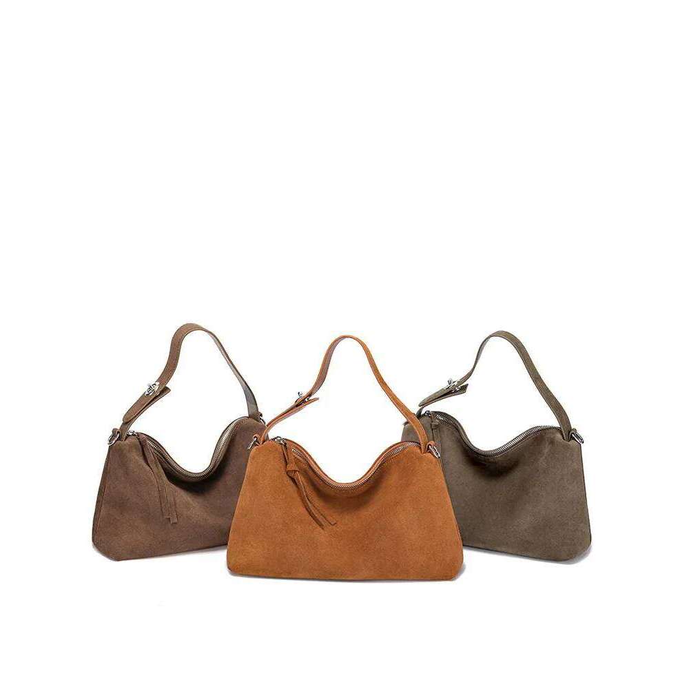 Designer Underarm Fashion Grey Brown Roomy Big Boston Tote Soft Matte Suede Cow Leather Women's Handbag Shoulder Bag 251105