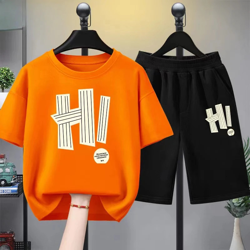 Summer baby girl clothing set childrens boy letter printing Tshirt and shorts 2piece short sleeved top 250325z