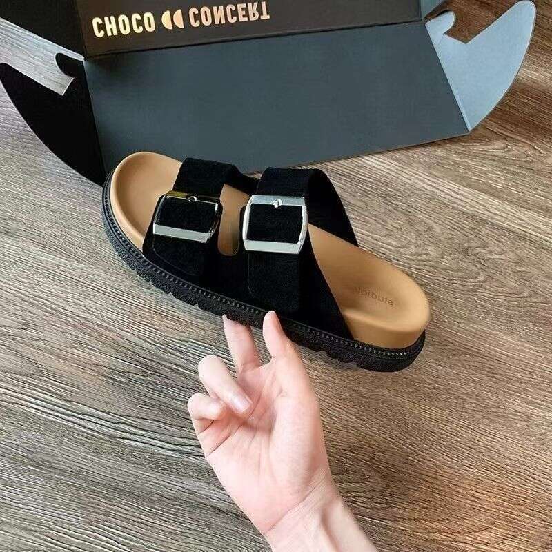 Internet celebrity Boken's new cool slippers women in summer, fashionable and versatile for outdoor wear, lazy beach women's sandals with so