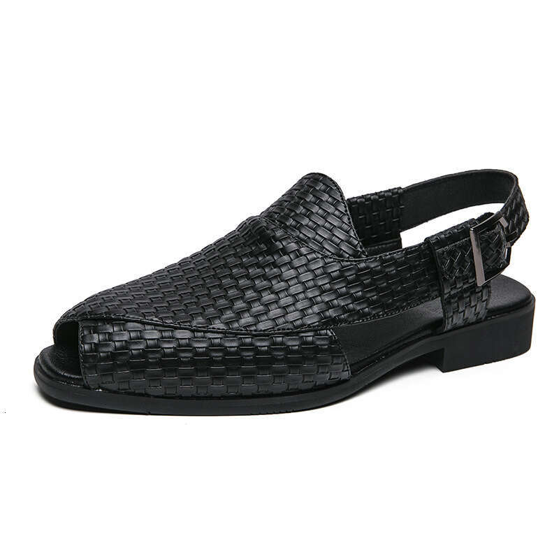 Large breathable sandals, low cut 2023 summer woven leather shoes, men's shoes in sizes 38-48, sandals