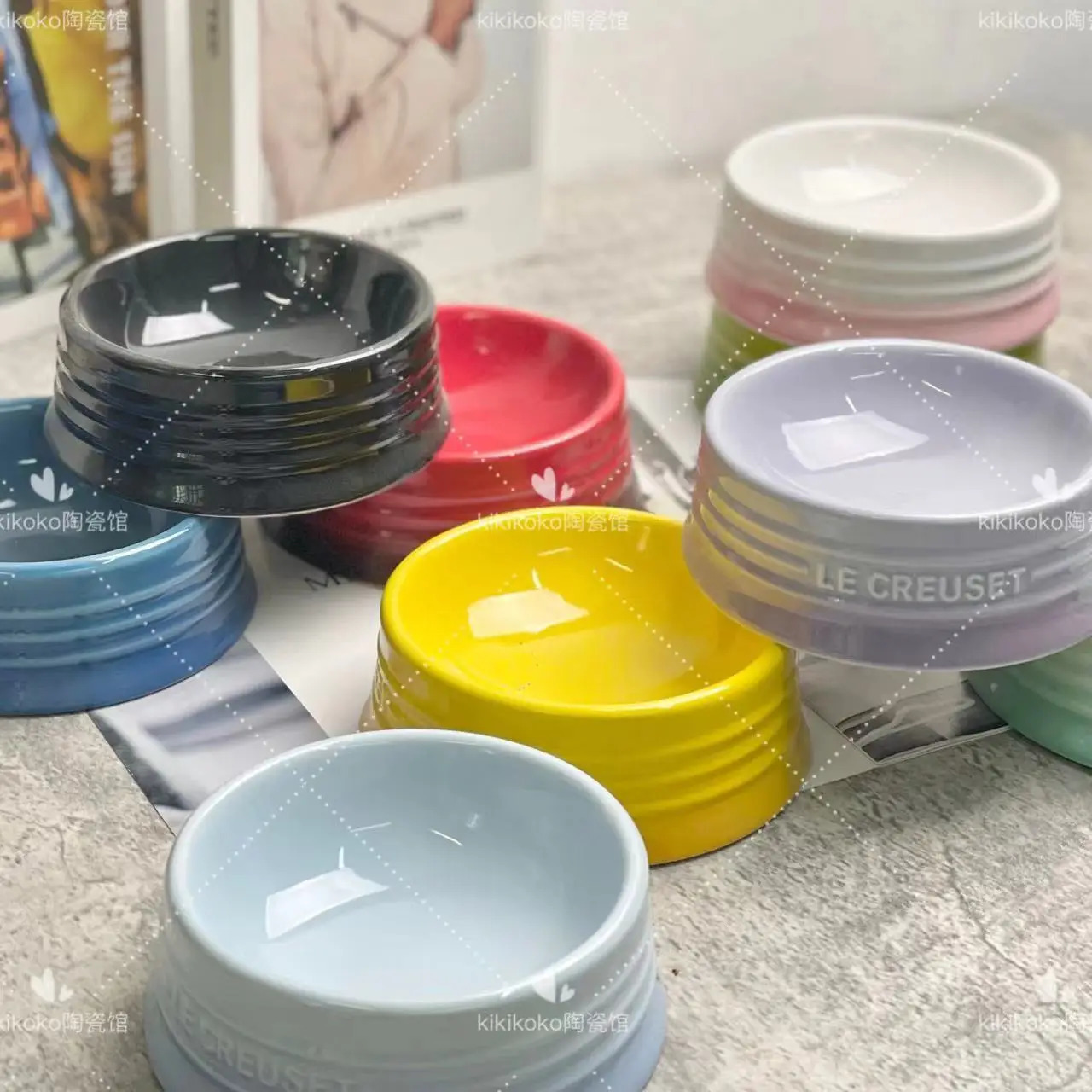 French Ceramic Pet Color High Foot Protection Ceramic Caliber 5-inch Cat Water Bowl Drinking Water High Beauty Macaron Color 250403