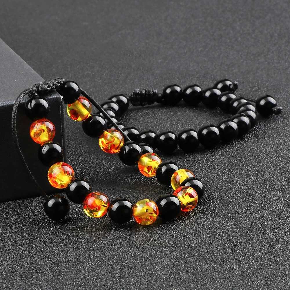 Hot 2pcs/set Men Beadeds Tiger Eye Lava Natural Stone Onyx Beaded Couple Distances For Women Jewelry Pulseras C251105