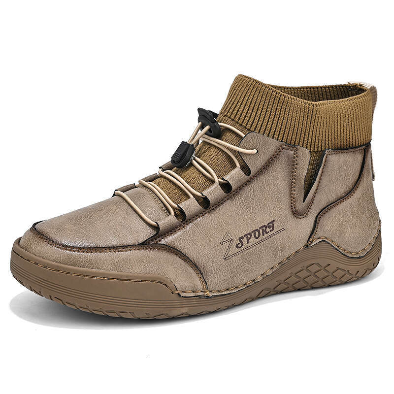 Large size winter plush Martin high top elastic band, warm cotton boots, men's casual leather shoes 9606