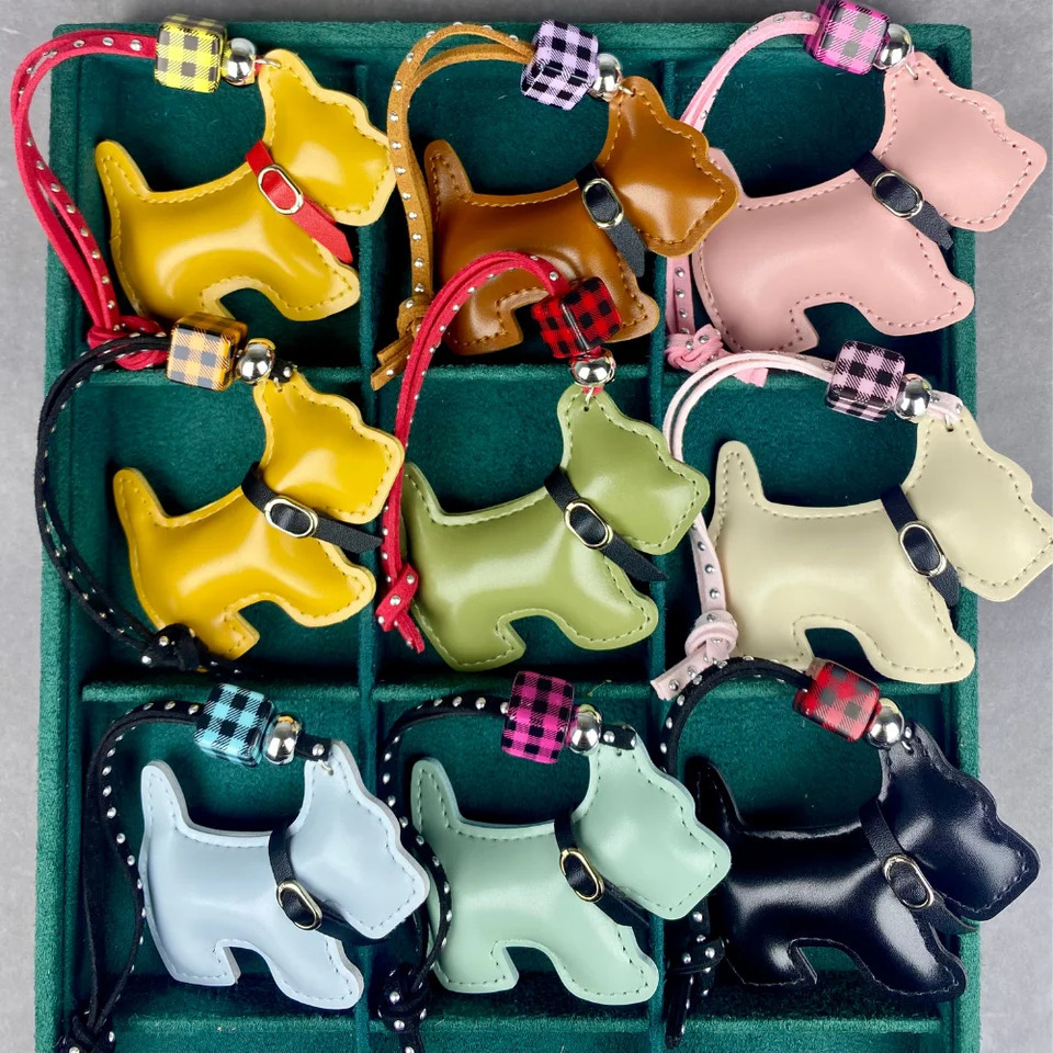 11 colors Cute Leather Schnauzer Bag Charm with Studded Beaded Lanyard Punk ChicPU LeatherIdeal Gift For WomenKids 251105