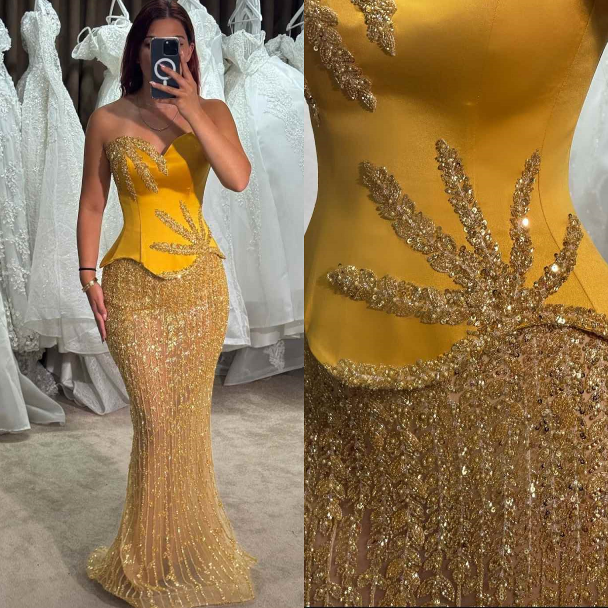 Glitter Beadeds Evening Dresses Sweetheart Sleeveless Mermaid Prom Gowns Sequins Celebrity Party Custom Made