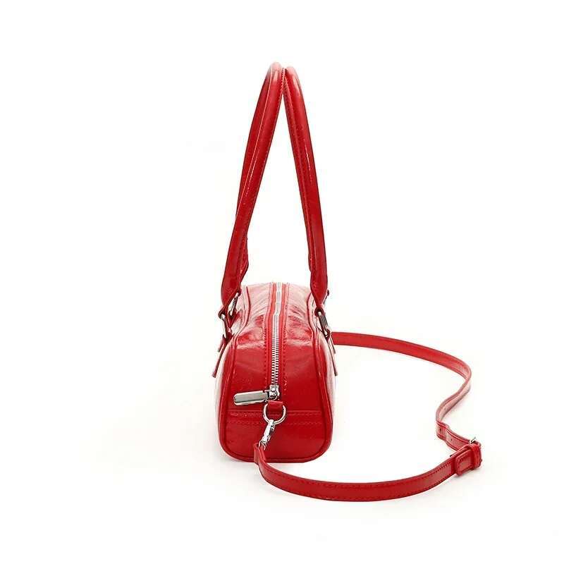 Solid Color PU High Quality Shoulder Zipper Trendy Fashionable Baguette Women's Handbag Soft Versatile Simple Crossbody Bag