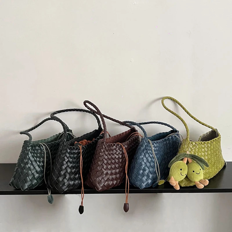 PU HandWoven womens Bag Vegetable Basket Sailboat Bucket bag Casual Vacation Handbag Shoulder 251030