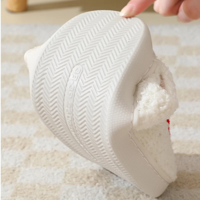 Cute Christmas Elk Slippers for Women Fun Santa Elk Gingerbread Men Cartoon Soft Plush Warm Adults Slides 251031