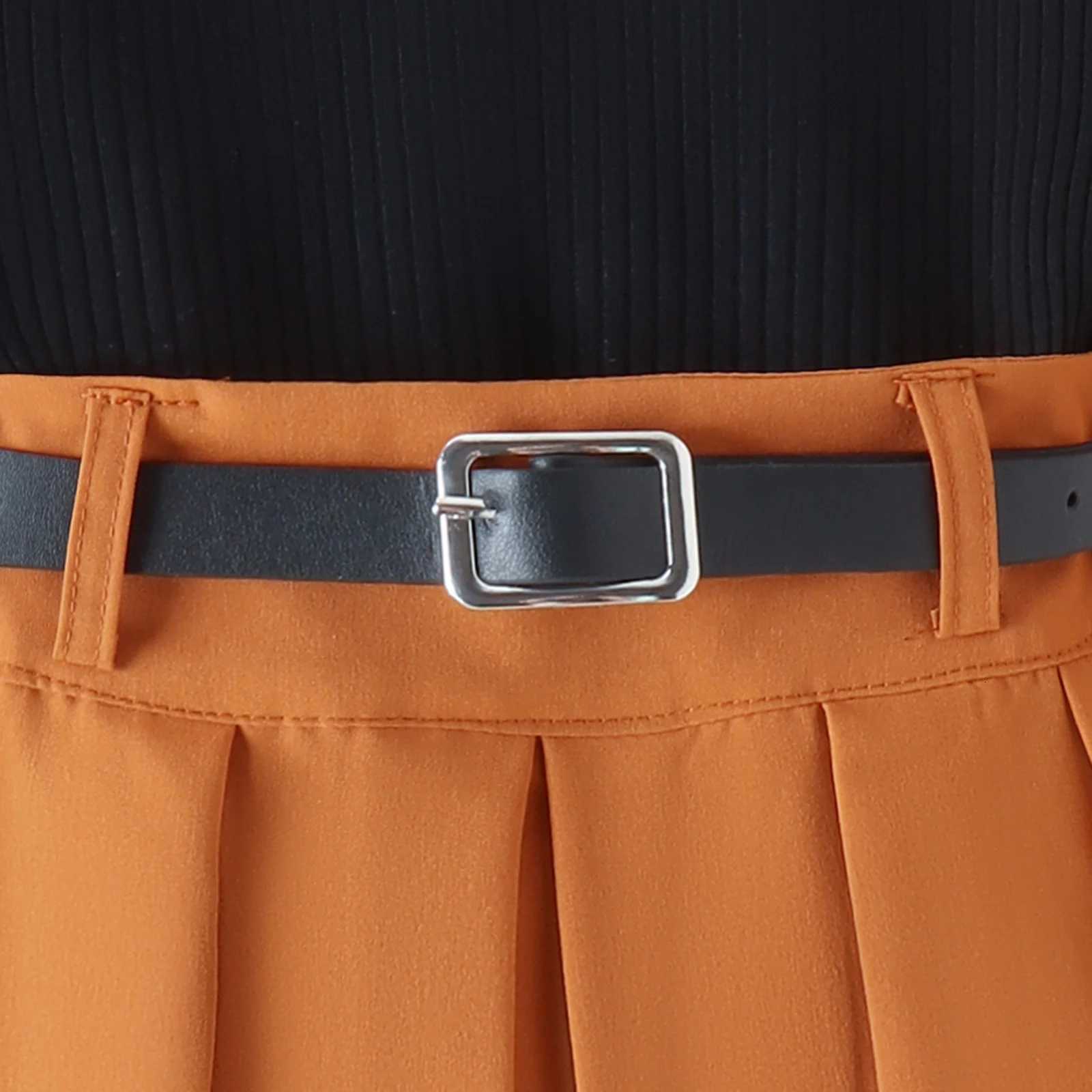 3PCS Autumn New Style 1-5 Year Old Girl Baby College Casual Solid Color Long-Sleeved Pit Top Pleated Short Skirt Set Y251105