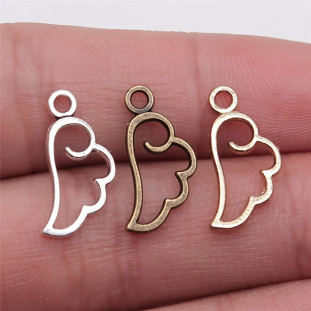 WYSIWYG 40 pieces of 18x9mm 3color cute Little Sky Angel Wing Talisman used for jewelry making bracelet necklace 250325