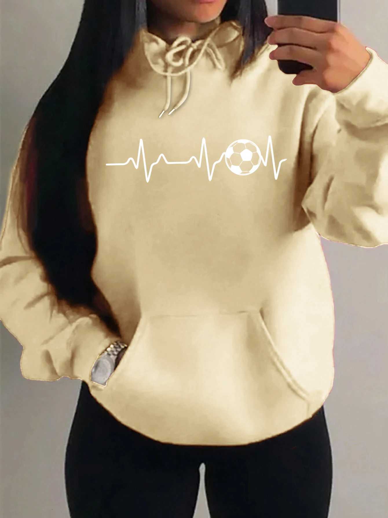 Football Electrocardiogram Personality Design Women Hoody Harajuku Street Clothes Warm Sweatshirt Fleece Autumn Woman HoodiesT251105