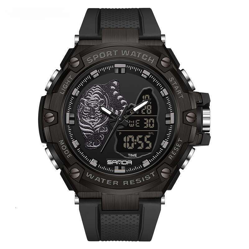 DHwatches Sanda New Electronic Watch Beast Green Light Waterproof Fashion Trend Black Technology Multifunctional Shockproof Men's Wristwatch