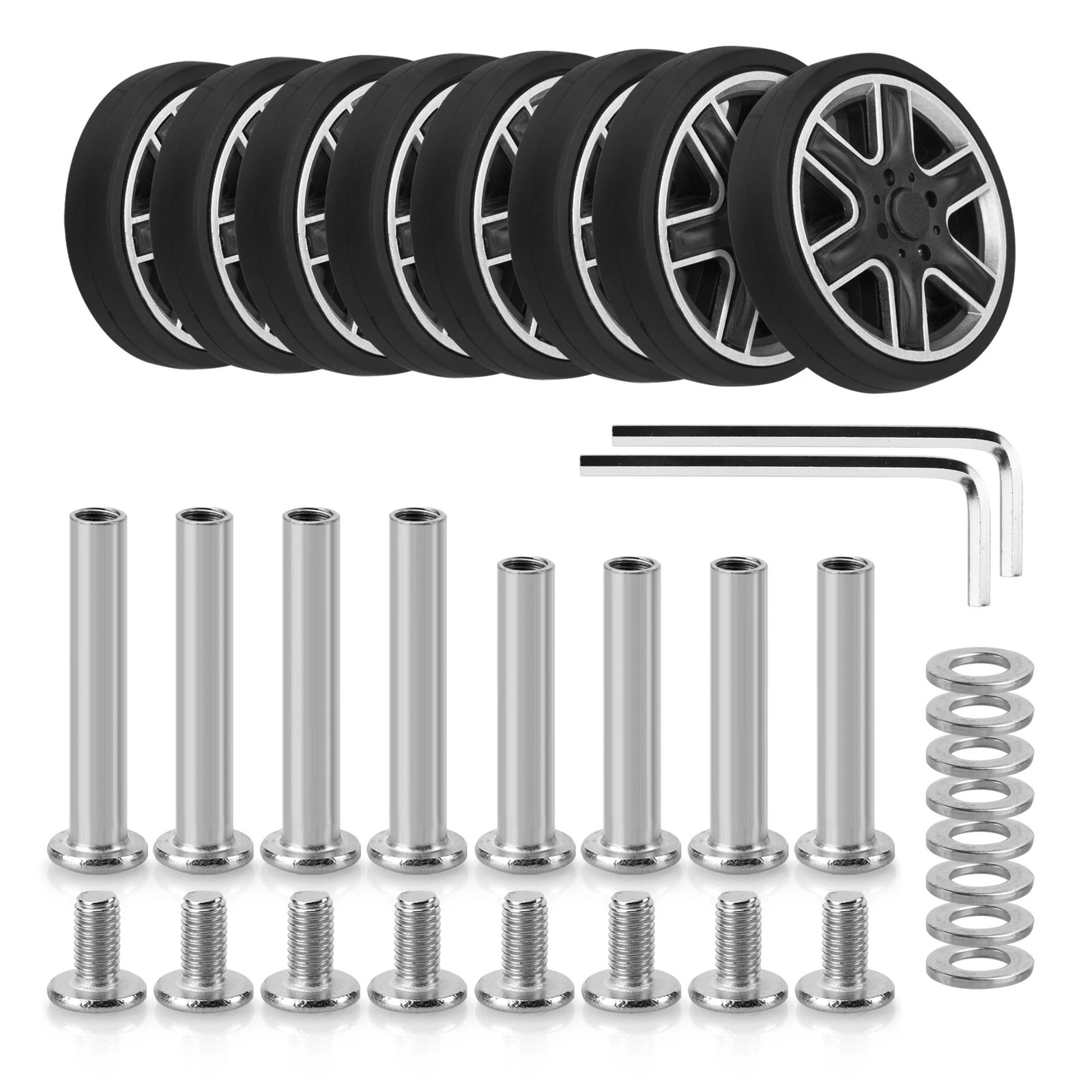 8Pcs Black Luggage Wheel Replacement with Screw Travel Luggage Wheels Replacement Suitcase Parts 55mm Axles Caster Wheel Repair 251031