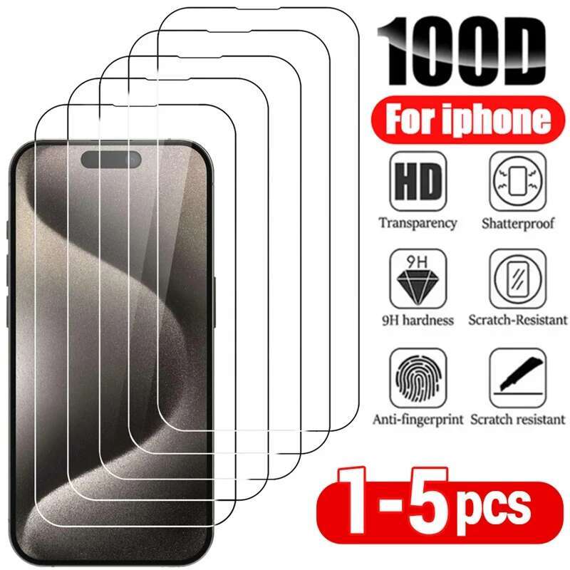 1-5Pcs Tempered 16 15 13 12 11 Pro Max Screen Protector For IPhone 7 8 14 Plus X XS XR Protective Glass Film