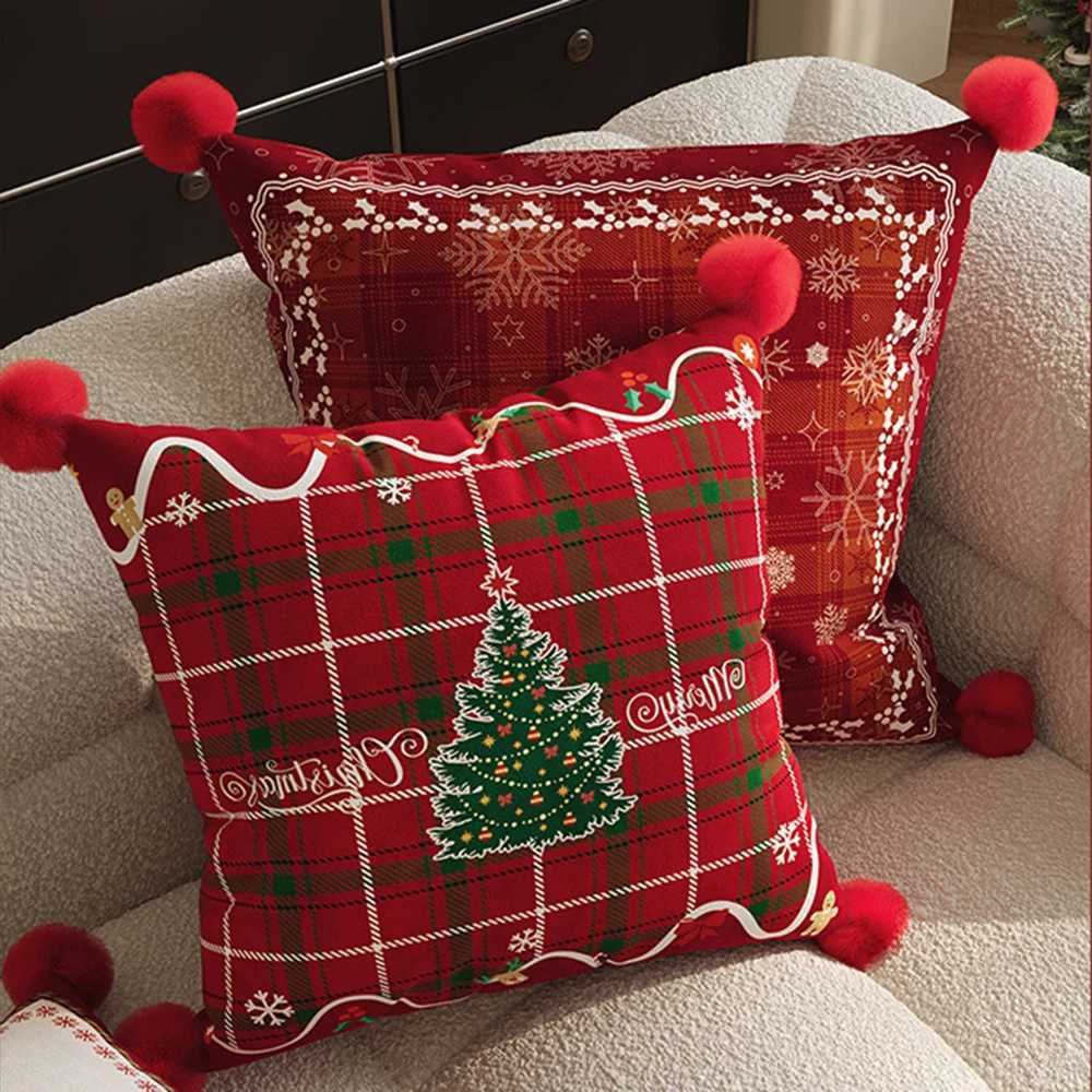 Christmas Dutch Velvet Sofa Pillow Cover Cojines Living Room Atmosphere Decor Pillowcase Bedroom Bed Head Cushion Covers Y251105