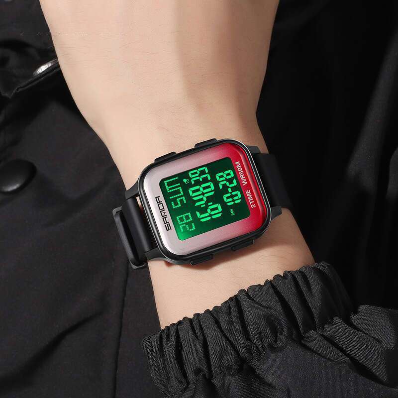 DHwatches Sanda Hot-Selling Fashionable Multifunctional Square Men's Student Outdoor Sports Waterproof Electronic Watch
