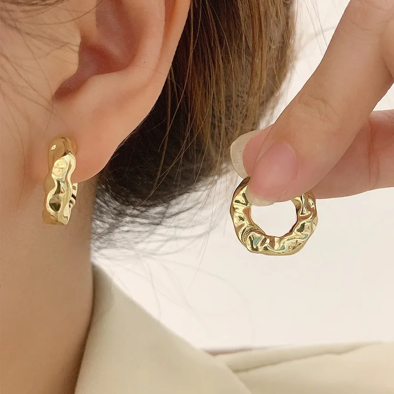 Fashion Stainless Steel Circle Earring for Women Retro Geometric Hypoallergenic French Hoop Earrings Party Jewelry Holiday Gifts 251131