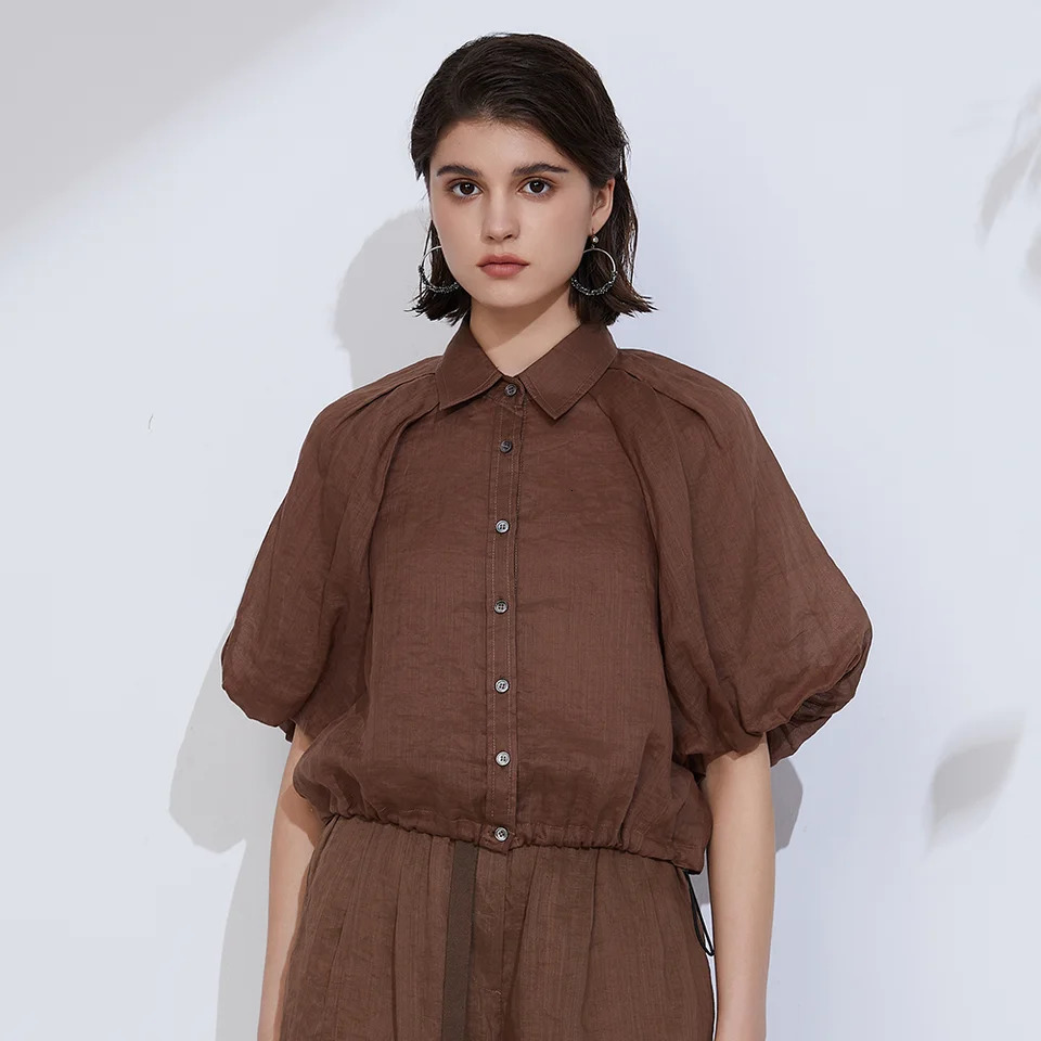 K2164W Ladies Summer Clothes Womens Clothing Shirts 100% high Quality n Linen Blouse 250402