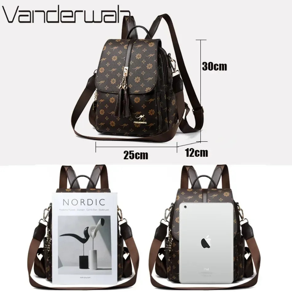 Ladies Backpack er High Quality Leather Women Bag Fashion Printing Tassel School Bags Large Capacity Backpacks Sac 251105